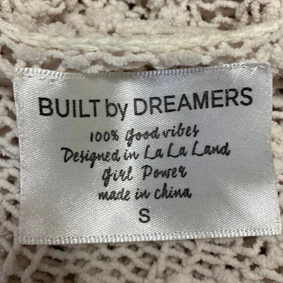 Built by Dreamers Cream White Open Knit Crochet Long Sleeve Cardigan Sweater S - Picture 4 of 5